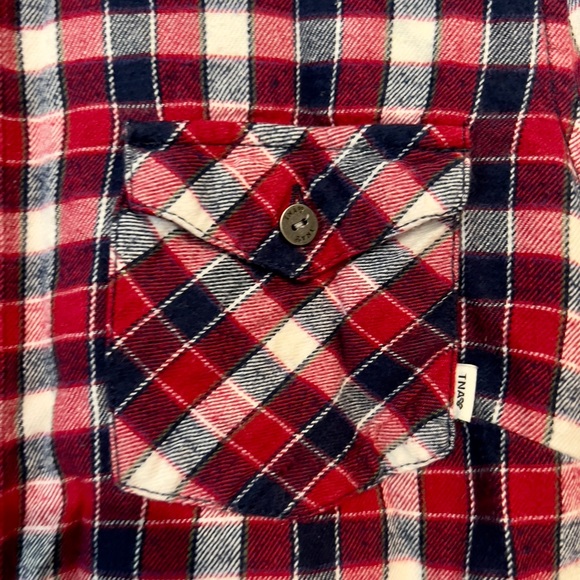 TNA Plaid Flannel Shirt Classic Fit - Blue Red White Button Up Long Sleeve XS - Picture 5 of 7